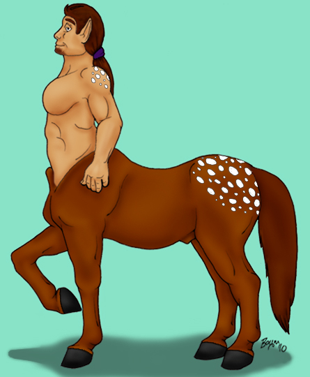 animal_genitalia appaloosa_(marking) band blue_background brown_body brown_fur fully_sheathed fur genitals hair half-closed_eyes hooves humanoid_pointy_ears long_hair male muscular muscular_male muscular_taur narrowed_eyes nude pointy_ears ponytail quadruped raised_leg sheath simple_background solo split_form spots standing tail adriky1012 pink_gecko_productions european_mythology greek_mythology mythology rumore_saetil centaur equid equid_taur equine humanoid_taur mammal mammal_taur taur colored signature