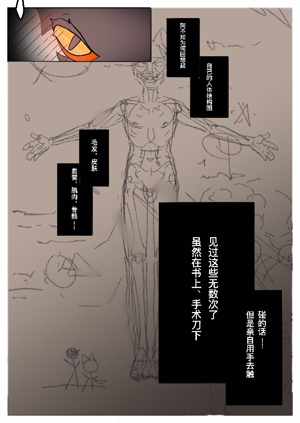 anatomy anthro black_hair diagram fur hair male male_anthro narration pupils red_body red_fur slit_pupils text white_body white_fur kaokao arknights hypergryph studio_montagne aak_(arknights) domestic_cat felid feline felis mammal chinese_text comic translated