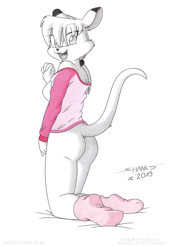 anthro bottomless butt clothed clothing fashion female footwear no_underwear socks solo sweater sweatshirt topwear tirashanks_(artist) mia_(tira_shanks) kangaroo macropod mammal marsupial wallaby