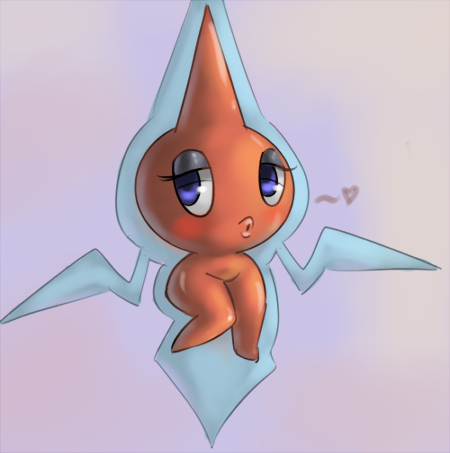 armless blue_eyes blush female heart_symbol lips orange_body pink_background simple_background solo suggestive wide_hips raggedy nintendo pokemon generation_4_pokemon halfcut normal_rotom pokemon_(species) rotom low_res