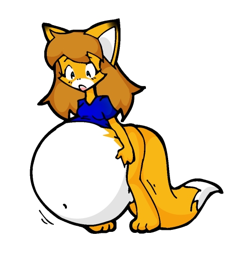 anthro barefoot belly big_belly breasts clothed clothing feet female heavy huge_belly hyper hyper_pregnancy pantsless pregnant pregnant_anthro pregnant_female small_breasts solo surprised_expression unbalanced saburox inari_tai canid canine fox mammal