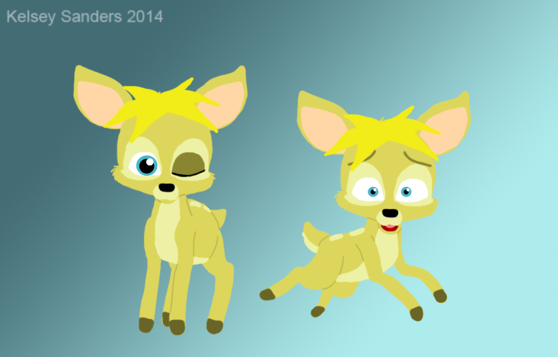 alternate_species blonde_hair blue_eyes feral fur furrification gradient_background hair hooves looking_at_viewer one_eye_closed simple_background surprise wink yellow_body yellow_fur kelsey_sanders comedy_central south_park leopold_stotch deer mammal 2014 artist_name digital_media_(artwork) lineless