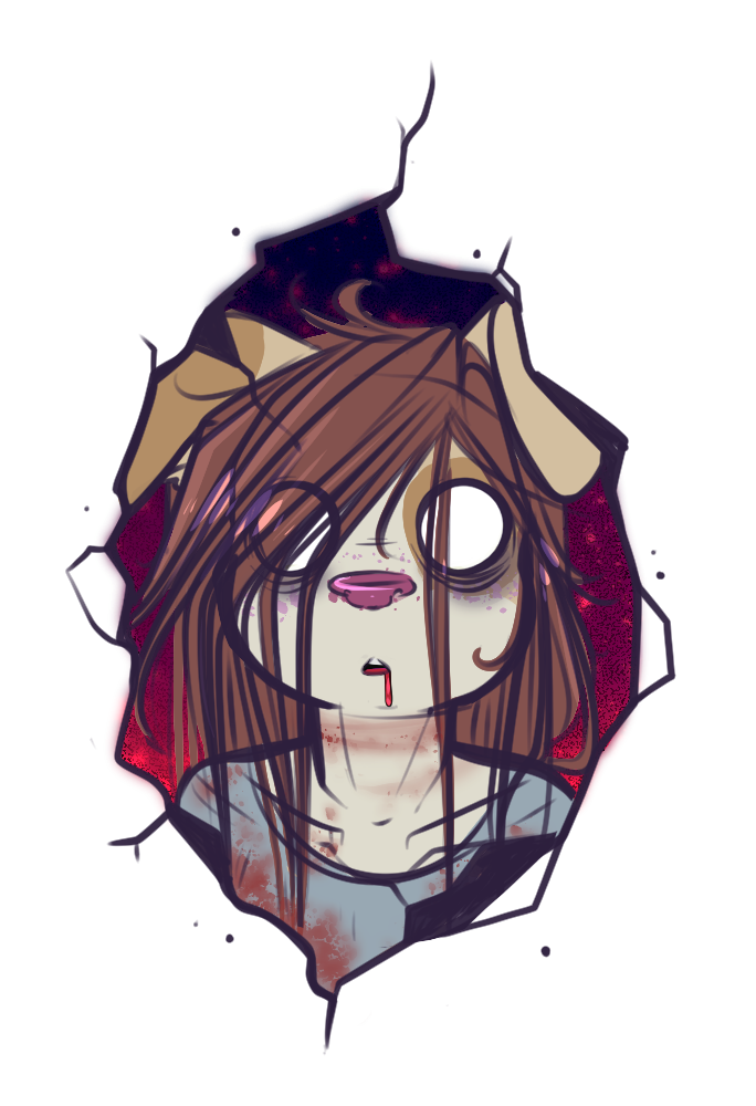 blood blood_in_mouth blood_on_clothing blood_on_face bodily_fluids brown_hair clothing cracks eye_bags female floppy_ears hair hole_in_wall solo vacant_eyes vacant_stare white_eyes dimwitdog don't_starve klei_entertainment dimmi_(dimwitdog) canid canine canis domestic_dog mammal alpha_channel