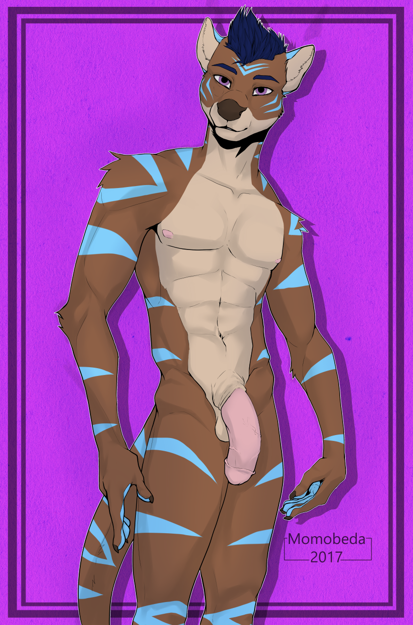 5_fingers abs animal_genitalia anthro balls biceps biped blue_hair blue_stripes brown_body brown_claws brown_fur brown_nose circumcised claws countershade_face countershade_torso countershading cyan_stripes fingers flaccid fur genitals glans hair humanoid_genitalia humanoid_hands humanoid_penis male multicolored_body multicolored_fur muscular muscular_anthro muscular_male nipples nude pecs penis pink_nipples pink_penis purple_background purple_eyes sheath simple_background solo standing striped_body striped_fur stripes tan_balls tan_body tan_countershading tan_fur two_tone_body two_tone_fur vein veiny_penis momobeda felid hybrid mammal mustelid otter pantherine tiger 2017 hi_res portrait three-quarter_portrait