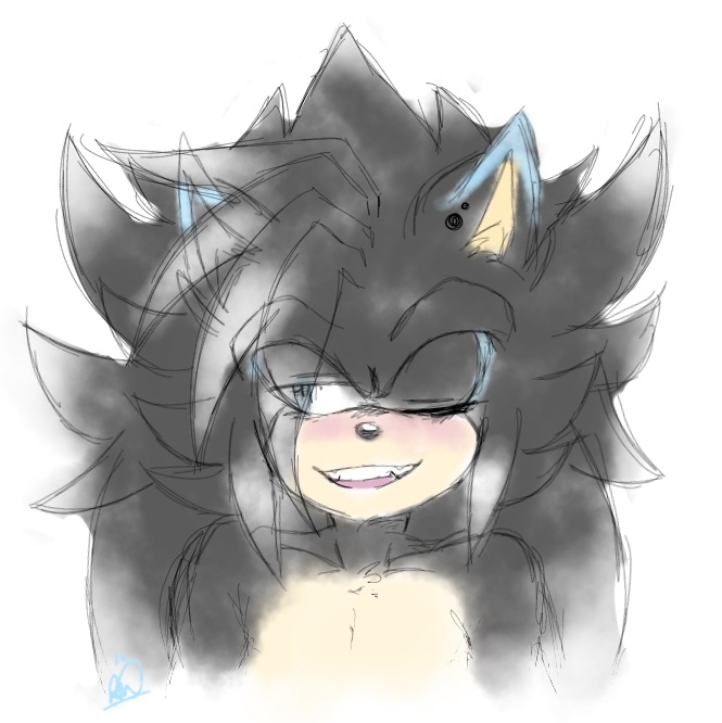 blush fur gradient grey_body grey_fur male piercing quills_(anatomy) smile smirk solo tan_body tan_fur white_body white_fur kaiieto sega sonic_the_hedgehog_(series) fan_character pierce_the_hedgehog eulipotyphlan hedgehog mammal closed_(disambiguation)