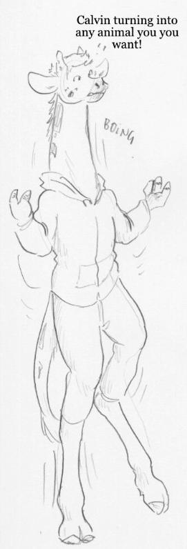 anthro bottomwear clothing dialogue hoodie male mid_transformation pants simple_background solo sound_effects species_transformation text topwear transformation cervelet werenimal calvin_(werenimal) giraffe giraffid mammal english_text monochrome