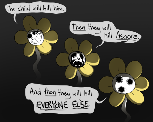 black_background dialogue looking_at_viewer male multiple_expressions not_furry plant simple_background solo text blinkpen undertale undertale_(series) flowey_the_flower elemental_creature flora_fauna 2015 5:4 english_text low_res