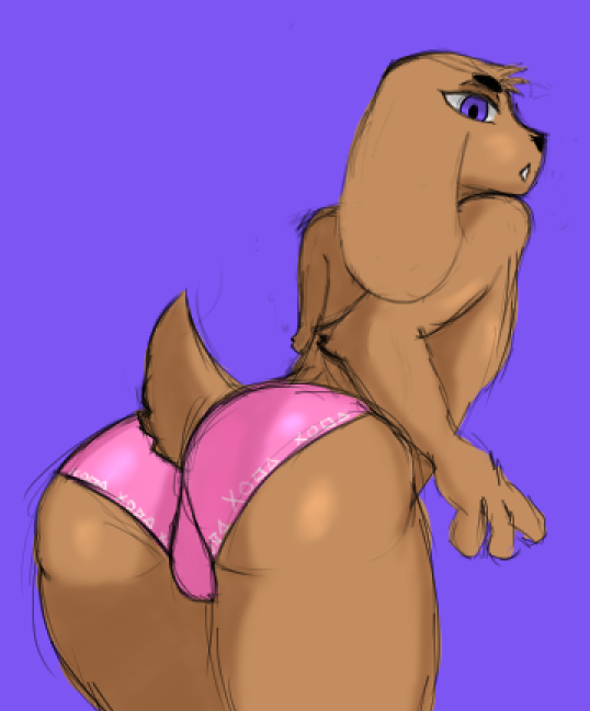 anthro big_butt brown_body brown_fur brown_nose butt fur male purple_eyes simple_background solo thick_thighs wide_hips lazer001 sprinkles_(thehoneybutter) canid canine canis domestic_dog mammal 2021 digital_drawing_(artwork) digital_media_(artwork)