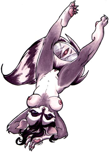 anthro biped bird's-eye_view breasts clitoris female genitals hands_behind_head high-angle_view looking_at_self lying mirror nipples nude on_back pussy solo spread_legs spreading tail uaykan mammal procyonid raccoon low_res