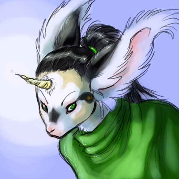 anthro big_ears clothed clothing female glamfur green_eyes horn simple_background solo chival savannah_horrocks al-mi'raj langurhali 1:1