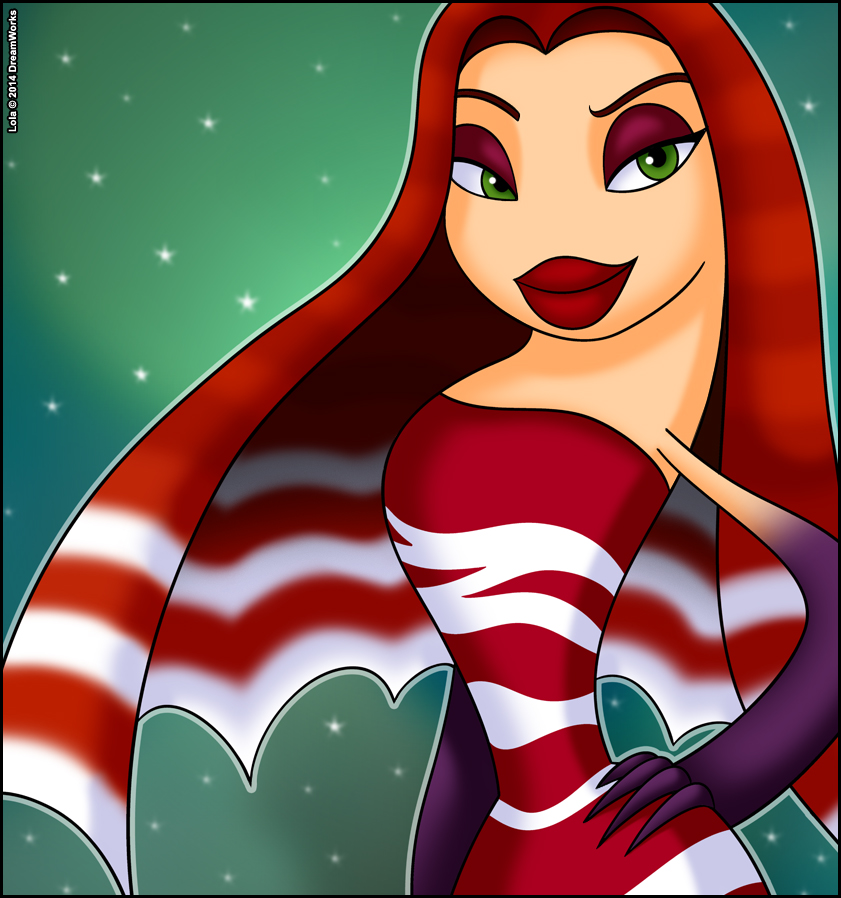 anthro female fin fin_hair hand_on_hip lidded_eyes lips noseless on_model pseudo_hair red_fin red_lips smile solo stripes tan_body toony white_stripes verona7881 shark_tale lola_(shark_tale) animal_humanoid dragonfish fish humanoid hybrid lionfish marine marine_humanoid scorpaeniform