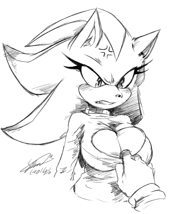 annoyed anthro assisted_exposure big_breasts blush breasts cleavage cleavage_cutout clothed clothing cross-popping_vein crossgender cutout disembodied_hand duo eyelashes female gloves handwear solo_focus sweater topwear soina sega sonic_the_hedgehog_(series) shadow_the_hedgehog eulipotyphlan hedgehog mammal 2014 monochrome sketch