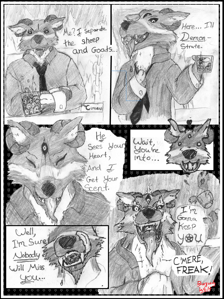 clothing gimp licking licking_lips mouth_shot open_mouth pencil suit tongue undressing burgundy_wolf mythology sharpie crimson_(burgundy_wolf) canid canid_demon canine canis demon hellhound mammal mythological_canine mythological_creature wolf 3:4 comic traditional_media_(artwork) nonbinary_(lore)