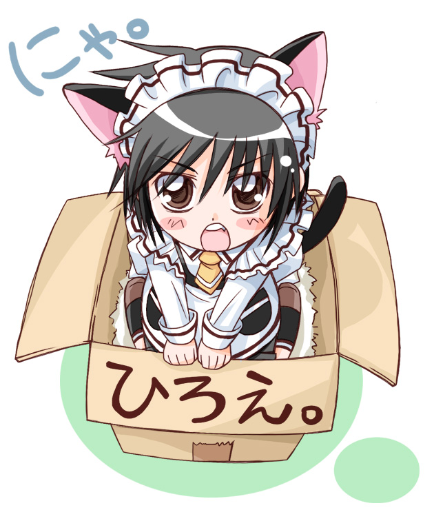 adoption_box blush box box_of_cuteness brown_eyes clothed clothing container female hair in_box in_container looking_at_viewer maid_uniform necktie open_mouth simple_background solo tail uniform white_background young riikaken if_it_fits_i_sits_(meme) chihiro_komiya mal animal_humanoid cat_humanoid felid felid_humanoid feline feline_humanoid human humanoid mammal mammal_humanoid 5:6 digital_media_(artwork) meme male_(lore)