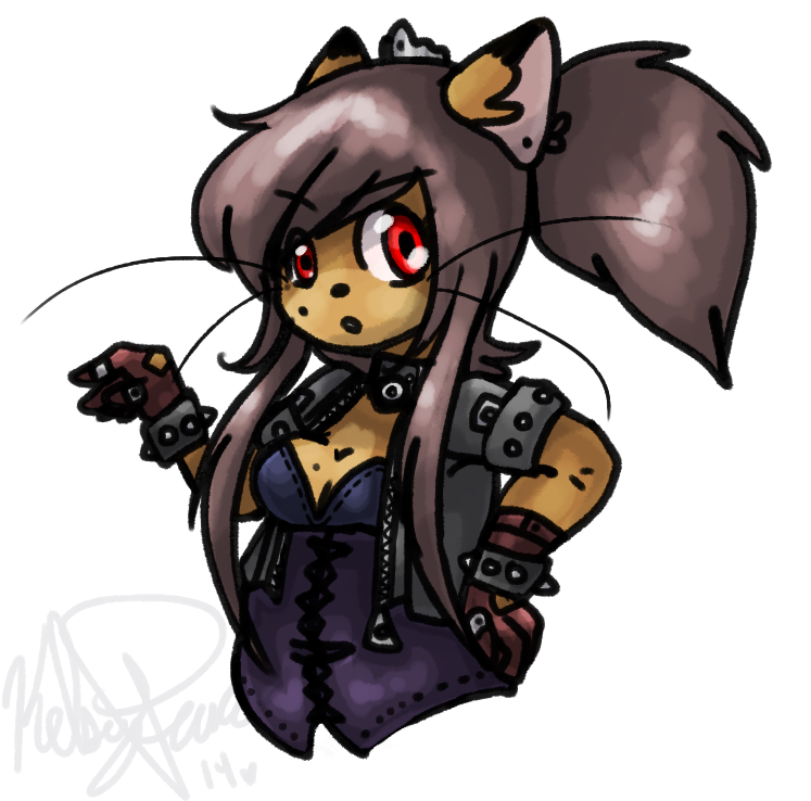 anthro big_breasts breasts cleavage clothed clothing female fur gloves hair handwear long_hair open_mouth red_eyes simple_background solo transparent_background queenkami kami_(queenkami) cougar felid feline mammal 2014 alpha_channel