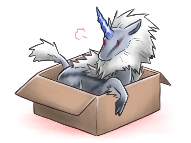 ambiguous_gender box container feral horn in_box in_container simple_background solo tail white_background canes-cm asian_mythology capcom chinese_mythology east_asian_mythology monster_hunter mythology dragon elder_dragon equid kirin kirin_(mh) mammal mythological_creature mythological_scalie reptile scalie 4:3