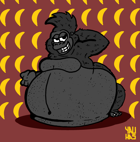 banana belly big_belly clenched_teeth female feral food fruit fur hair half-closed_eyes hand_behind_head huge_belly looking_at_viewer morbidly_obese morbidly_obese_female narrowed_eyes navel nude obese obese_female overweight overweight_female plant smile smiling_at_viewer solo teeth yauhasart disney tarzan_(disney) terk ape gorilla haplorhine mammal primate 2018 low_res signature