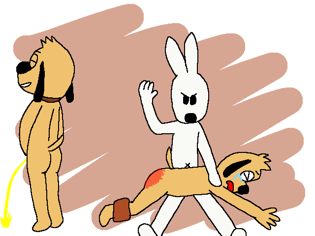 angry bodily_fluids butt crying duo male male/male pain peeing tears bali0004 kung-fu_bunny_(series) bunny_(kung-fu_bunny) dog_(kung-fu_bunny) canid canine canis domestic_dog lagomorph leporid mammal rabbit