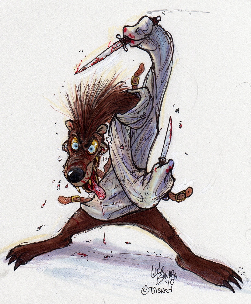 anthro blood bodily_fluids brown_body brown_fur brown_hair claws crazy_eyes dripping_blood drooling fur hair holding_knife holding_object knife male messy_hair open_mouth plantigrade restraints saliva sharp_teeth solo straitjacket switchblade_knife teeth tongue tongue_out yellow_sclera nick_bondra phraggle disney who_framed_roger_rabbit psycho_(character) toon_patrol mammal mustelid musteline true_musteline weasel 2010 signature traditional_media_(artwork)