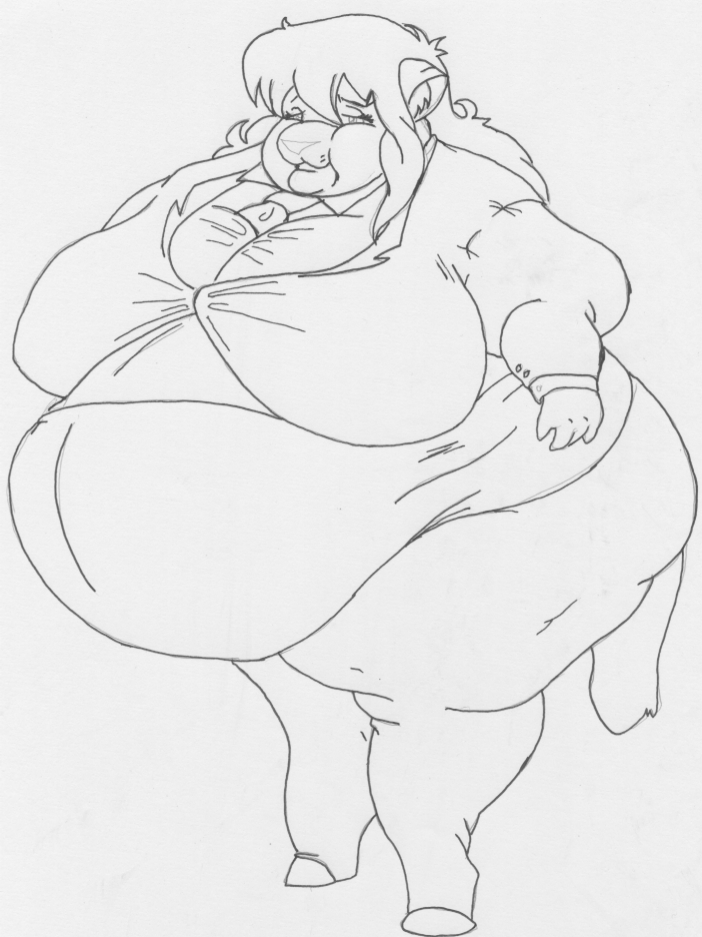 anthro belly big_belly big_breasts big_butt bottomwear breast_expansion breasts businesswear butt clothed clothing expansion female hair huge_breasts huge_thighs legwear morbidly_obese morbidly_obese_anthro morbidly_obese_female necktie obese obese_anthro obese_female office_clothing open_mouth overweight overweight_anthro overweight_female skirt solo stockings thick_thighs weight_gain danellz kathy_(danellz) felid lion mammal pantherine 2009 monochrome sketch traditional_media_(artwork)