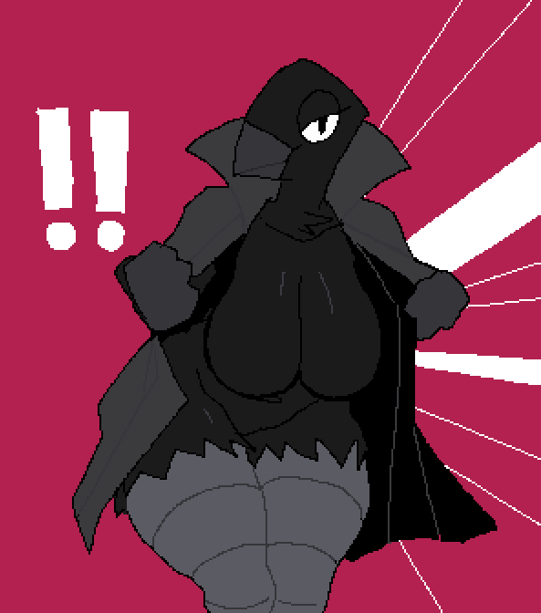 anthro avian_legs beak bedroom_eyes big_breasts black_body black_breasts black_eyelids black_eyes black_feathers breasts clothing coat exclamation_point eyelashes feathers featureless_breasts featureless_crotch female female_anthro flashing flashing_breasts glistening glistening_breasts grey_beak grey_legs grey_trenchcoat looking_at_viewer narrowed_eyes navel pink_background presenting presenting_breasts seductive simple_background solo standing thick_thighs topwear trenchcoat white_sclera wide_hipped_anthro wide_hipped_female wide_hips kanekuo prisma_(fr0gv0re) avian bird 2024 digital_drawing_(artwork) digital_media_(artwork)