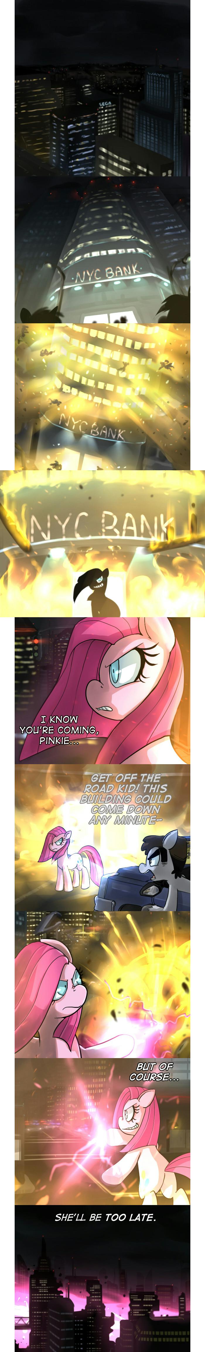 city dialogue energy explosion female feral group hair night pink_body pink_hair silhouette text uc77 friendship_is_magic hasbro hotblooded_pinkie my_little_pony pinkamena_(mlp) pinkie_pie_(mlp) equid equine mammal absurd_res english_text hi_res long_image tall_image