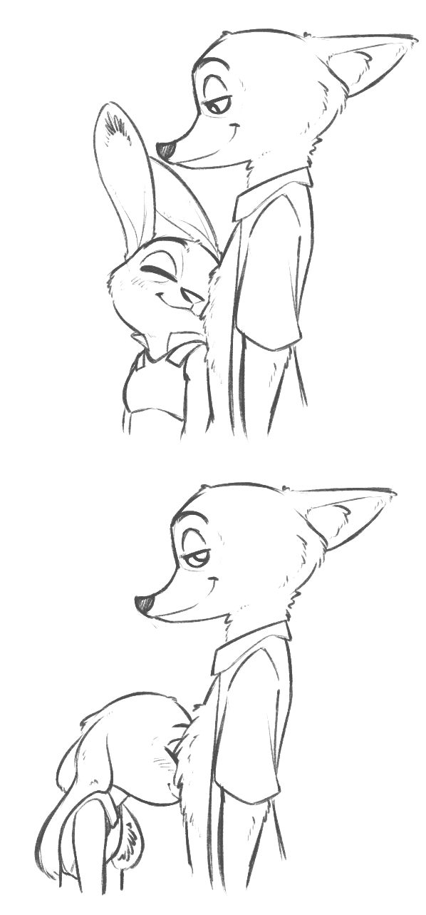 anthro bare_chest blush chest_tuft clothed clothing duo female fur looking_at_viewer male nuzzling simple_background smile tuft alec8ter conditional_dnp disney zootopia judy_hopps nick_wilde canid canine fox lagomorph leporid mammal rabbit red_fox true_fox 2016 black_and_white hi_res monochrome