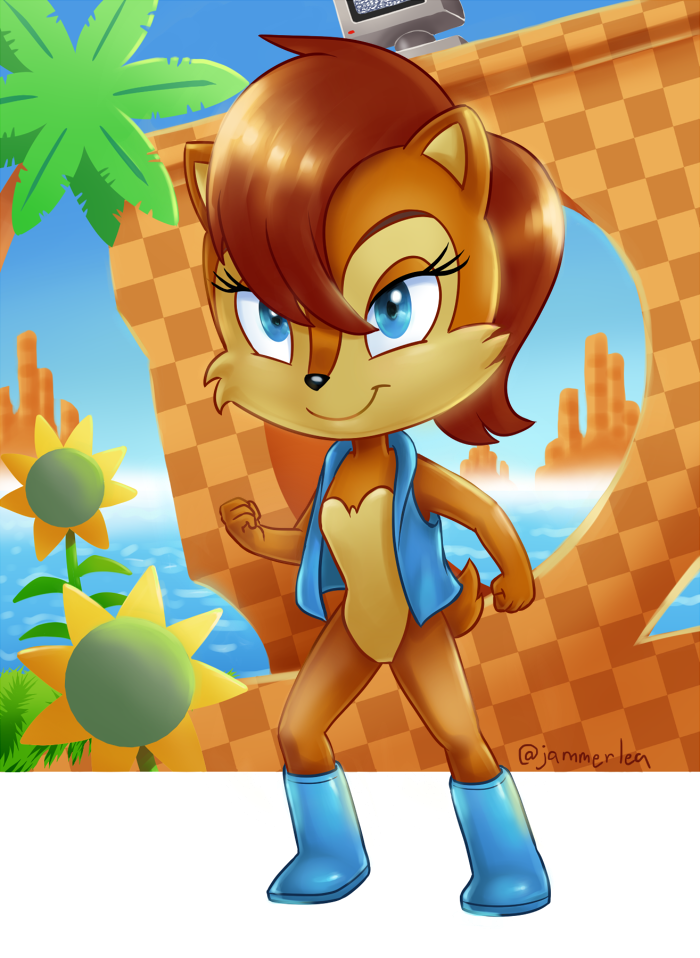 4_fingers anthro blue_eyes boots bottomless bottomless_female breasts brown_hair clothed clothing featureless_breasts female fingers flower footwear green_hill_zone hair plant shoes small_breasts smile solo tail topwear topwear_only tree vest vest_only jammerlea archie_comics classic_sonic_(universe) sega sonic_the_hedgehog_(archie) sonic_the_hedgehog_(comics) sonic_the_hedgehog_(satam) sonic_the_hedgehog_(series) sally_acorn chipmunk ground_squirrel mammal rodent sciurid 2020 alpha_channel