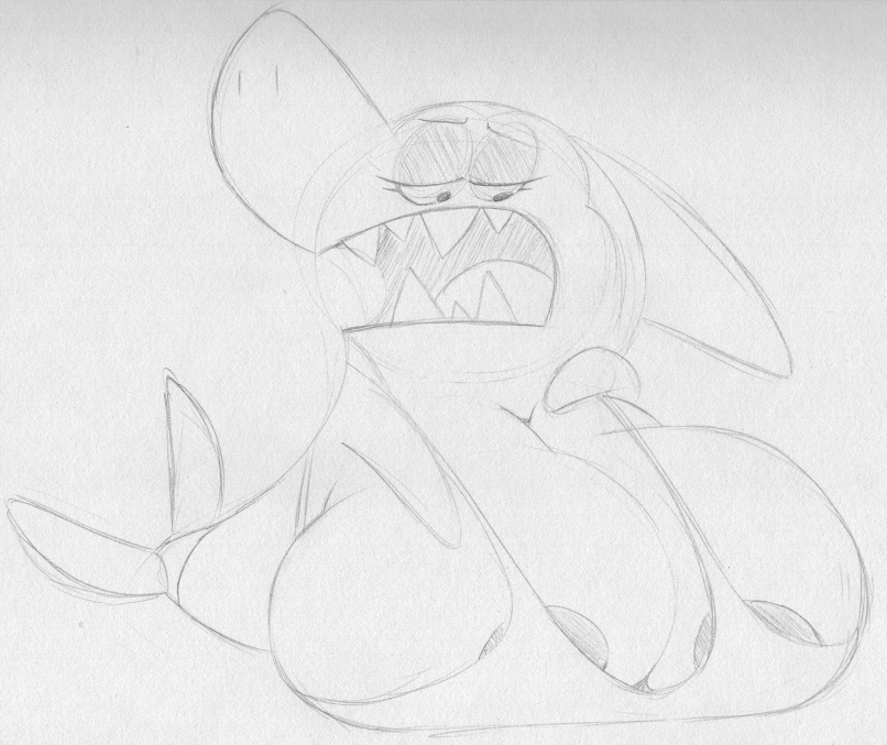 big_breasts bra breasts clothing female fin half-closed_eyes huge_breasts hyper hyper_breasts narrowed_eyes nipples non-mammal_breasts panties semi-anthro sharp_teeth solo teeth tongue underwear sbshouseofpancakes hanna-barbera jabberjaw jellystone_(hbo_max) jabberjaw_(character) fish marine shark monochrome sketch traditional_media_(artwork)