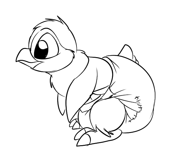 anthro clean_diaper clothed clothing diaper diaper_only fluffy leaning leaning_forward male poofy side_view smile solo toony topless wearing_diaper pidgopidgey_(artist) avian bird penguin black_and_white line_art monochrome