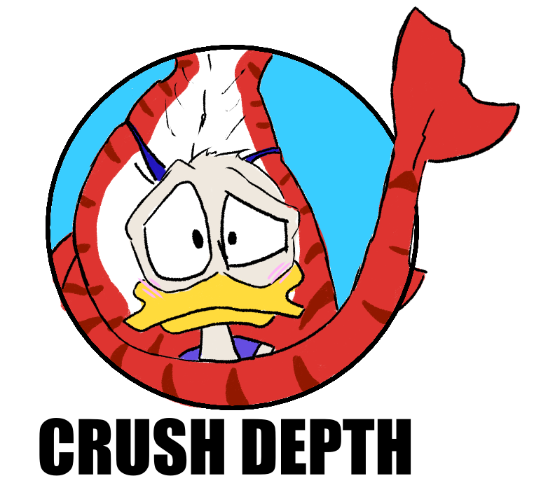 anthro duo female leg_markings male male/female markings multicolored_body navy tail text thigh_markings shekles disney donald_duck anatid anseriform avian bird duck fish marine shark english_text