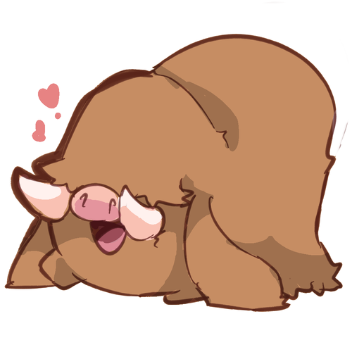 ambiguous_gender floppy_ears happy heart_symbol hidden_eyes open_mouth open_smile smile snout solo tusks shamelesss nintendo pokemon generation_2_pokemon mammal piloswine pokemon_(species) suid suine sus_(pig) wild_boar 1:1 colored_sketch low_res sketch