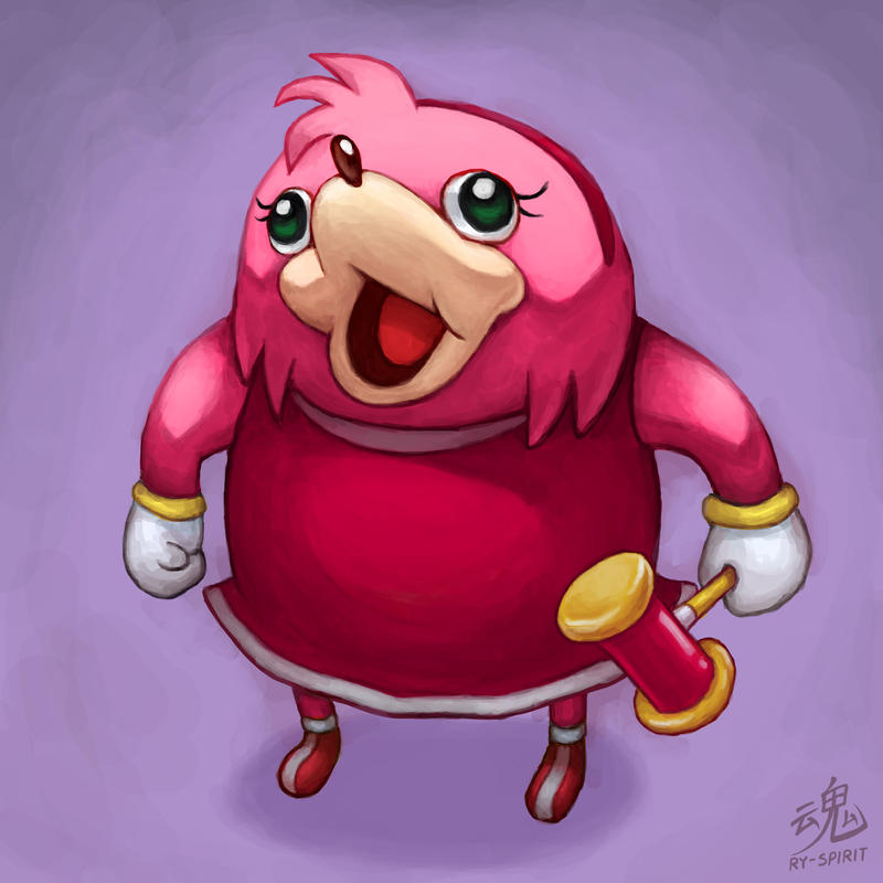 anthro female fur humor pink_body pink_fur solo ry-spirit sega sonic_the_hedgehog_(series) ugandan_knuckles amy_rose eulipotyphlan hedgehog mammal 1:1 2018 compression_artifacts digital_media_(artwork) meme