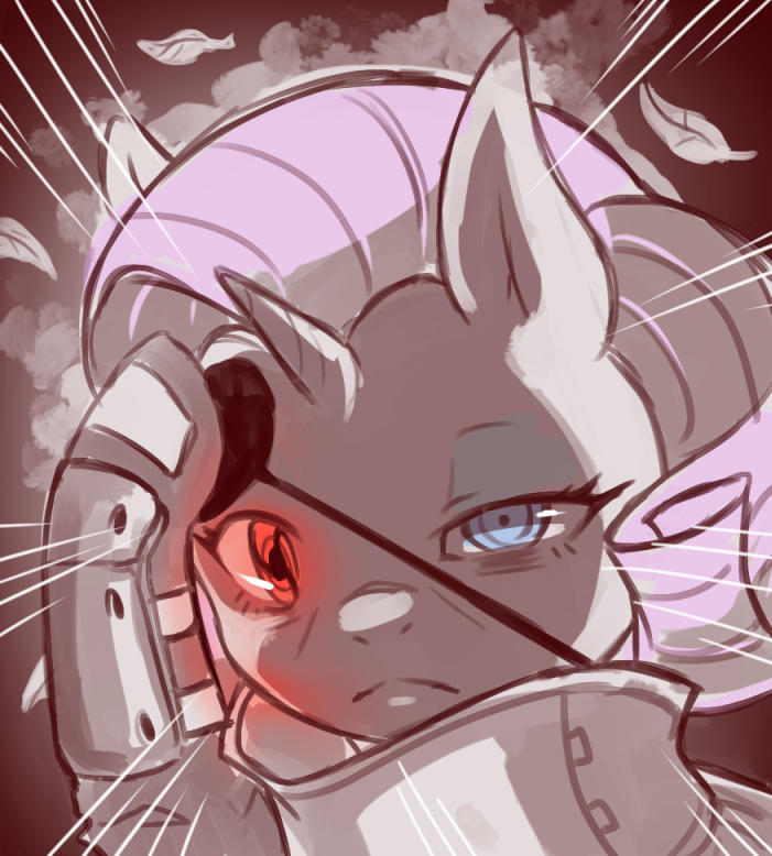 blue_eyes clothed clothing eye_patch eyelashes eyeshadow eyewear female feral frown hair half-closed_eyes hooves horn leaf looking_at_viewer magic_eye makeup mascara narrowed_eyes ninja purple_hair sharingan simple_background solo warrior cold-blooded-twilight friendship_is_magic hasbro my_little_pony mythology naruto rarity_(mlp) equid equine mammal mythological_creature mythological_equine unicorn 2018 crossover headshot_portrait portrait