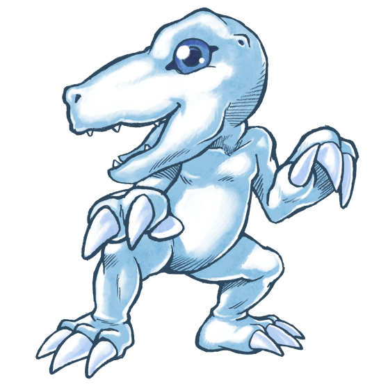 ambiguous_gender blue_body blue_eyes claws simple_background solo transparent_background white_body spoonyliger bandai_namco digimon agumon digimon_(species) dinosaur prehistoric_species reptile scalie snowagumon theropod 1:1 alpha_channel