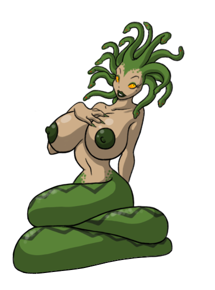 apode big_breasts breasts claws eyelashes female green_body green_scales hand_on_breast huge_breasts legless living_hair looking_at_viewer nipples non-mammal_breasts non-mammal_nipples orange_sclera pseudo_hair red_eyes scales serpentine simple_background snake_hair solo split_form tan_body tan_skin white_background yellow_eyes lordstevie european_mythology greek_mythology mythology medusa draconcopode gorgon lamia reptile scalie snake