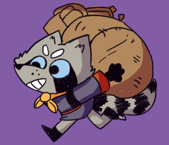 ambiguous_gender anthro clothed clothing fur holding_object simple_background solo tail kyle_ferrin thegunkster root_(game) thief_(root) vagabond_(root) mammal procyonid raccoon digital_media_(artwork)