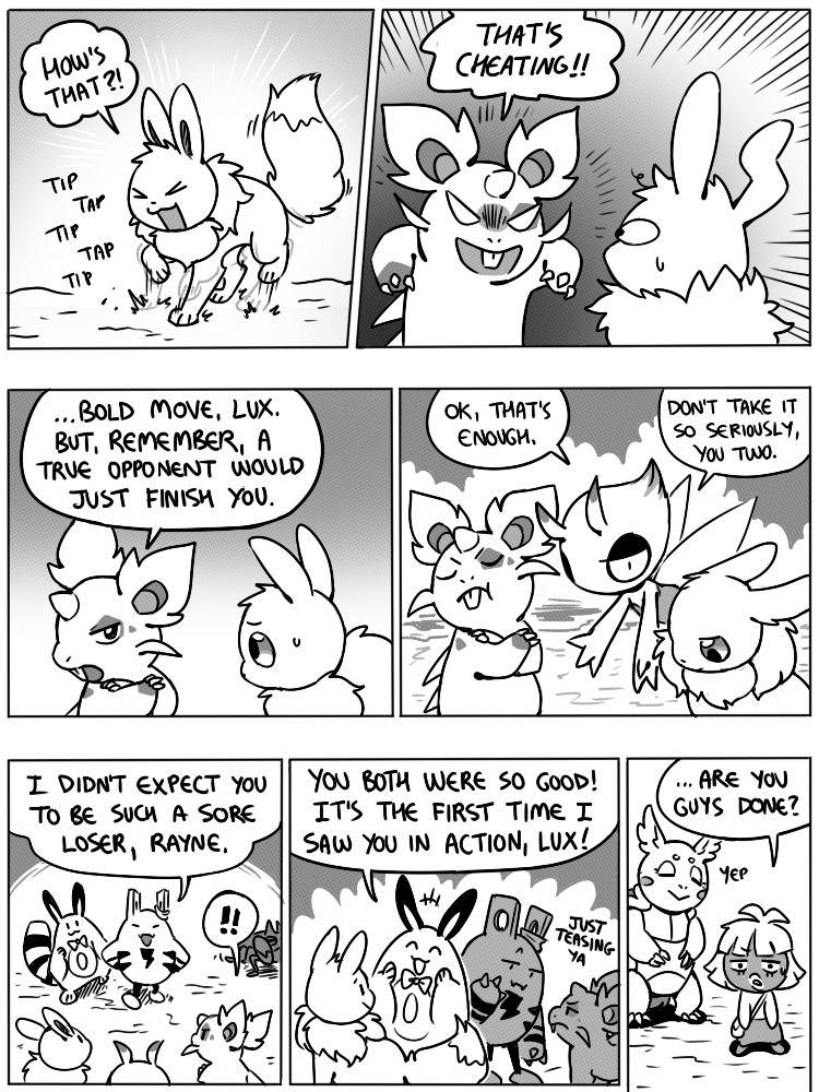 7_panel_comic ambiguous_gender antennae_(anatomy) anterior_nasal_aperture anthro bag biped black_eyes black_nose black_text bodily_fluids bow_ribbon cheek_spots claws closed_smile cloud crossed_arms day dialogue ellipsis exclamation_point eyebrows eyes_closed feral finger_claws floating fluffy fluffy_tail fur group hair hmph horn lips looking_at_another motion_lines mouth_closed neck_tuft open_mouth open_smile outside paws pupils quadruped question_mark sand sea sky smile sound_effects speech_bubble sweat sweatdrop tail talking_to_another teeth text toe_claws tuft water white_sclera wings flavia-elric nintendo pokemon pokemon_mystery_dungeon spike_chunsoft bayani_(yapc) celebi_(yapc) lux_(yapc) noelle_(yapc) paris_(yapc) rayne_(yapc) terry_(yapc) celebi eevee elekid generation_1_pokemon generation_2_pokemon humanoid krabby legendary_pokemon nidoran nidoran♀ pokemon_(species) sentret smoochum wartortle 2022 3:4 black_and_white comic digital_media_(artwork) english_text monochrome