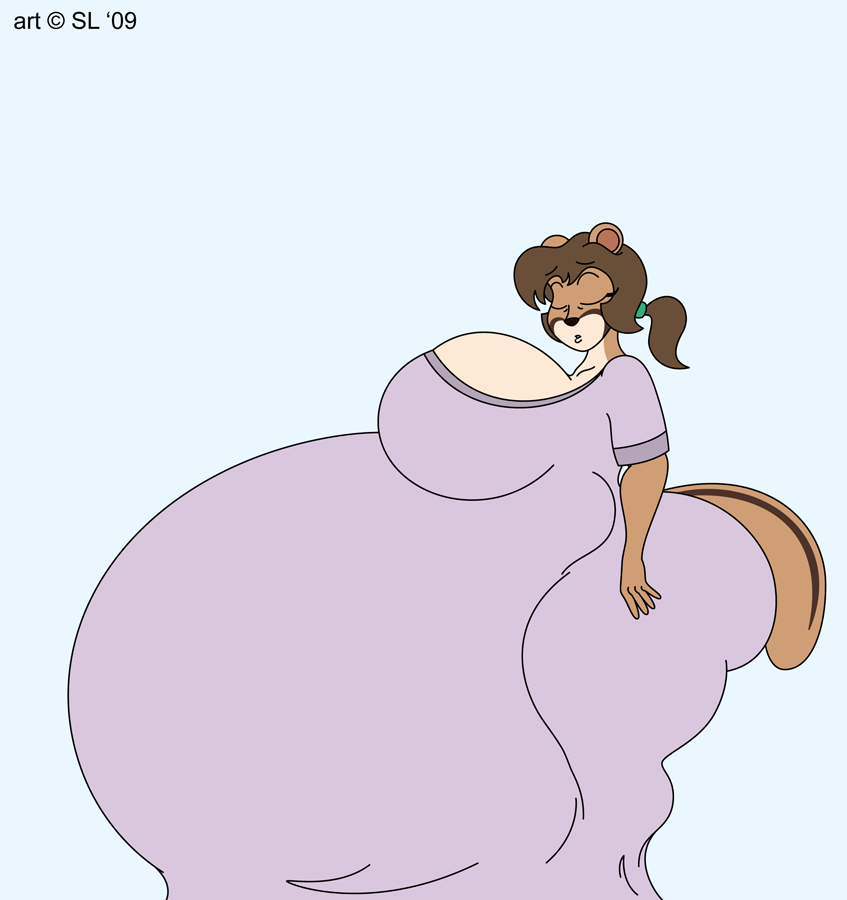 anthro belly big_belly big_breasts big_butt breasts brown_hair butt clothed clothing copyright_symbol eyes_closed female gown hair huge_belly huge_breasts huge_butt hyper hyper_belly hyper_pregnancy ponytail pregnant simple_background sleeping solo symbol thick_thighs satsumalord terry_(satsumalord) chipmunk ground_squirrel mammal rodent sciurid 2009 digital_media_(artwork)