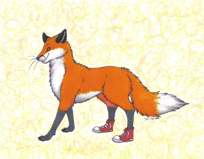 clothing dipstick_tail feral footwear legwear male markings quadruped shoes socks solo tail tail_markings kairithekat canid canine fox mammal red_fox true_fox