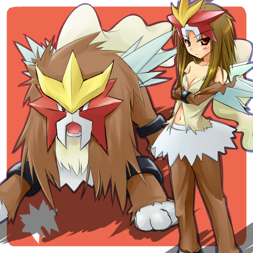 alternate_species brown_eyes clothing cosplay costume duo female feral hair humanized long_hair pokemon_costume red_eyes ranphafranboise nintendo pokemon entei generation_2_pokemon human legendary_pokemon mammal pokemon_(species) 1:1 2010 low_res