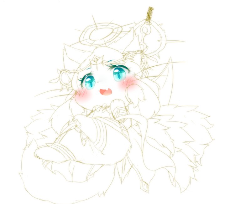 anthro blush female kemono open_mouth open_smile smile solo young deaic canid canine fox mammal sketch spot_color unfinished