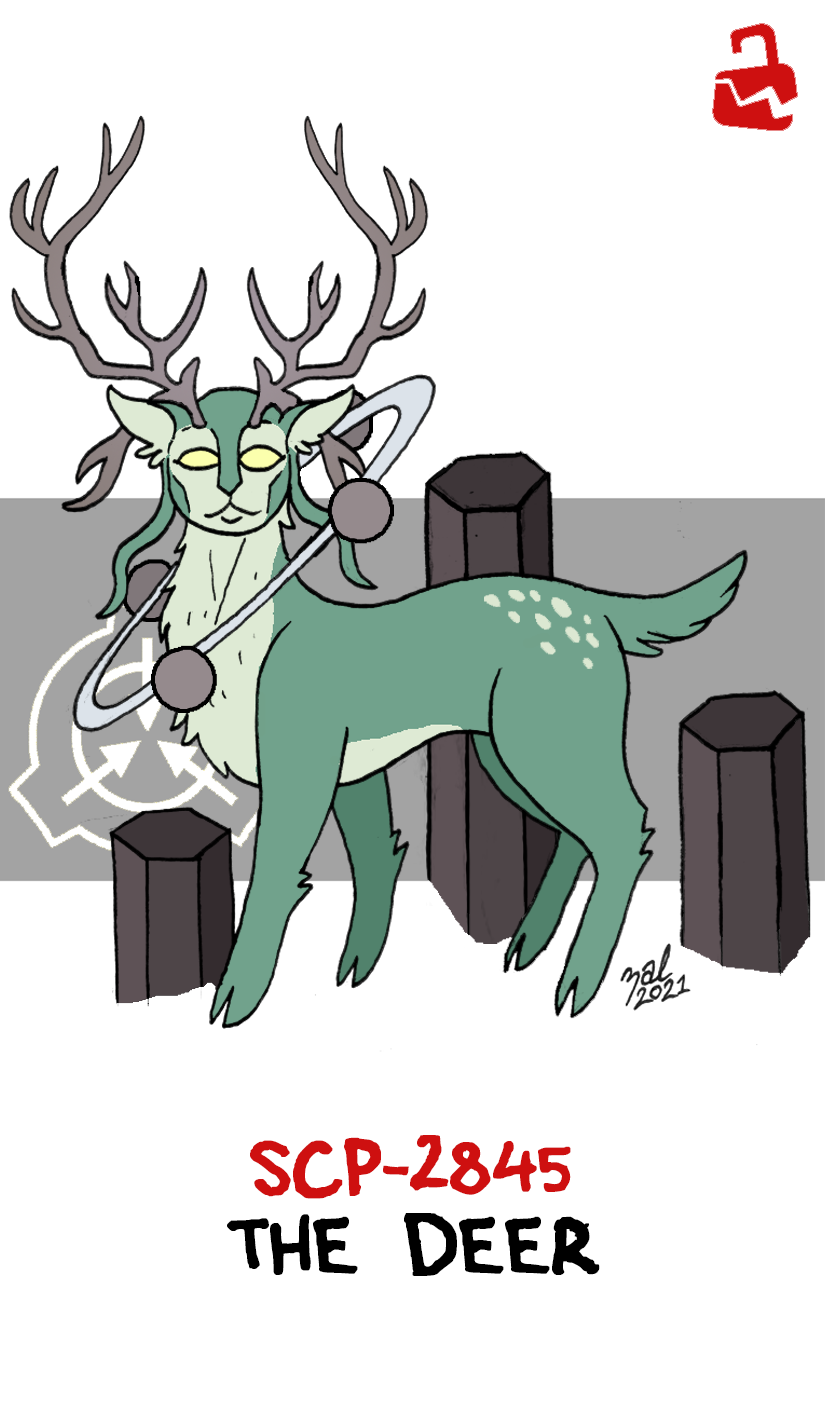 2_horns :< ambiguous_gender antlers arm_tuft black_text broken_lock_symbol chest_tuft cloven_hooves countershade_face countershade_torso countershading ear_tuft elbow_tuft empty_eyes feral fur green_body green_fur green_hair green_hooves green_tail green_tuft grey_antlers hair head_turn hooves horn humanoid_face leg_tuft lock_symbol looking_at_viewer mouth_closed quadruped red_lock_symbol red_text scut_tail short_tail side_view simple_background solo standing tail text tuft unguligrade white_background yellow_eyes zal-cryptid scp_foundation scp-2845 cervine deer deity mammal scp-2845-1 2021 character_name colored dated digital_drawing_(artwork) digital_media_(artwork) english_text full-length_portrait hi_res portrait signature