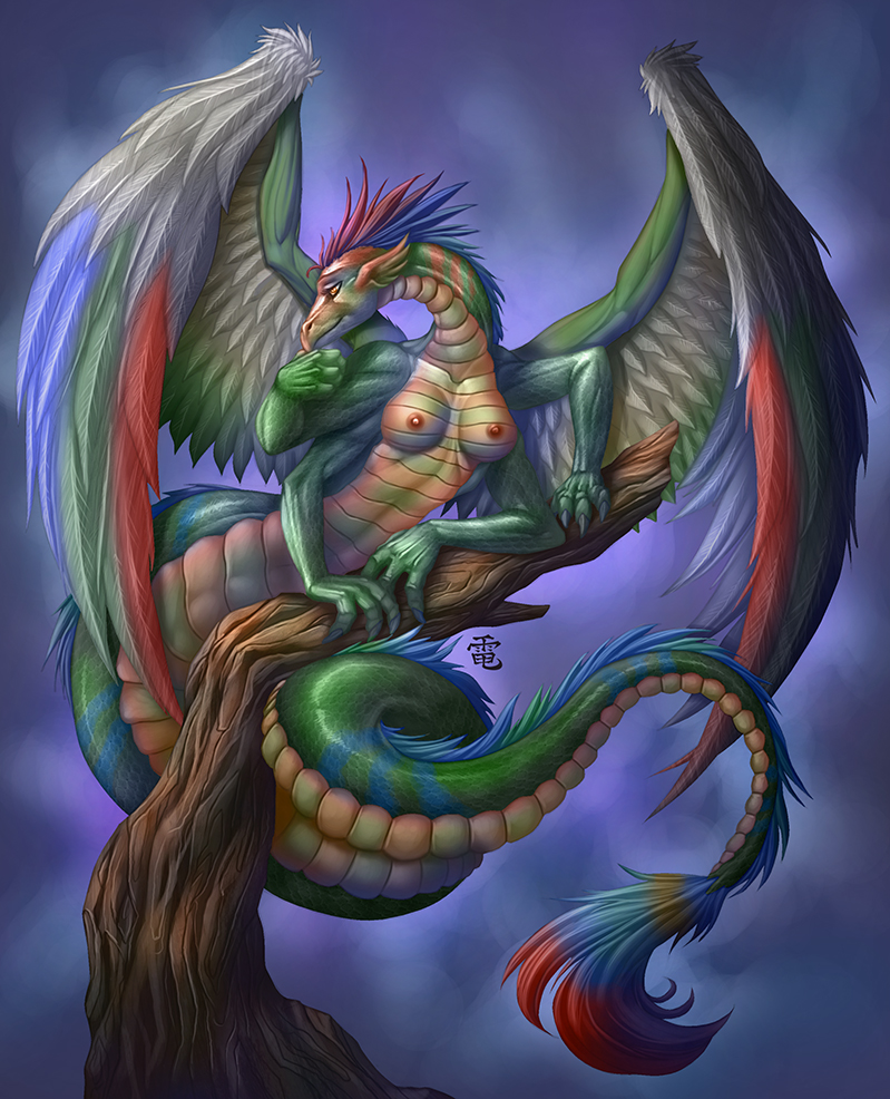 anthro apode belly breasts feathers female feral front_view hair legless medium_breasts non-mammal_breasts serpentine solo tail wings conditional_dnp inert-ren mythology couatl draconcopode dragon dragon_naga feathered_scalie feathered_snake mythological_creature mythological_scalie naga reptile scalie snake 2013 colorful_theme digital_media_(artwork) digital_painting_(artwork)