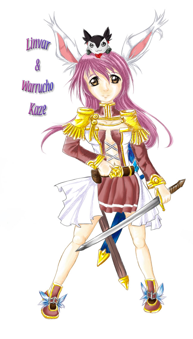 big_eyes black_body black_fur breasts chibi clothed clothing dress duo female feral footwear fur hair humanoid_focus long_hair looking_at_viewer melee_weapon pink_hair raishiin scabbard shoes simple_background size_difference sword text weapon white_background white_body white_fur tigerlilylucky legendz linvar animal_humanoid humanoid lagomorph lagomorph_humanoid leporid leporid_humanoid mammal mammal_humanoid rabbit_humanoid 2008 english_text traditional_media_(artwork)