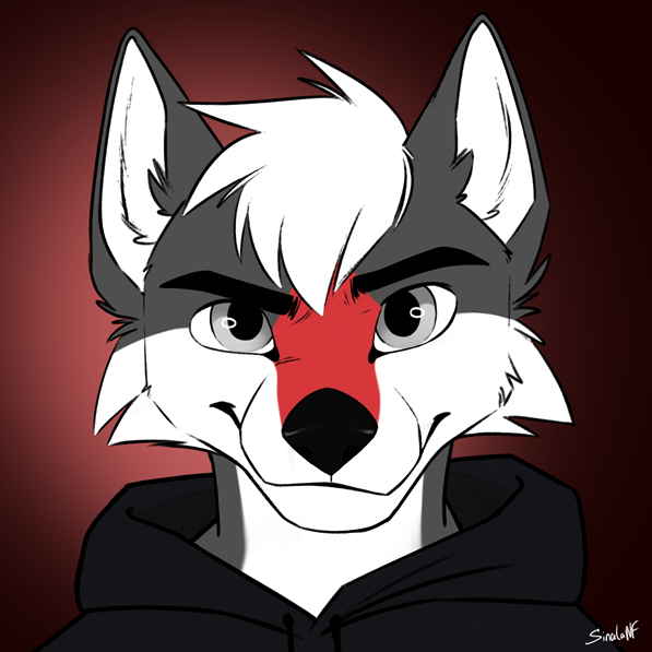 anthro clothed clothing fur grey_body grey_eyes grey_fur hair looking_at_viewer male smile white_body white_fur white_hair sinalanf canid canine canis domestic_dog husky hybrid mammal nordic_sled_dog spitz wolf 1:1 2023 bust_portrait digital_media_(artwork) portrait