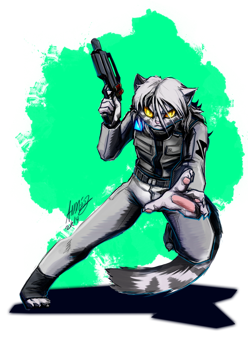 anthro biped clothed clothing gun hair handgun holding_gun holding_object holding_ranged_weapon holding_weapon male ranged_weapon simple_background solo standing uniform weapon kiaun derideal adres_(derideal) domestic_cat felid feline felis mammal 2014 alpha_channel digital_drawing_(artwork) digital_media_(artwork) signature