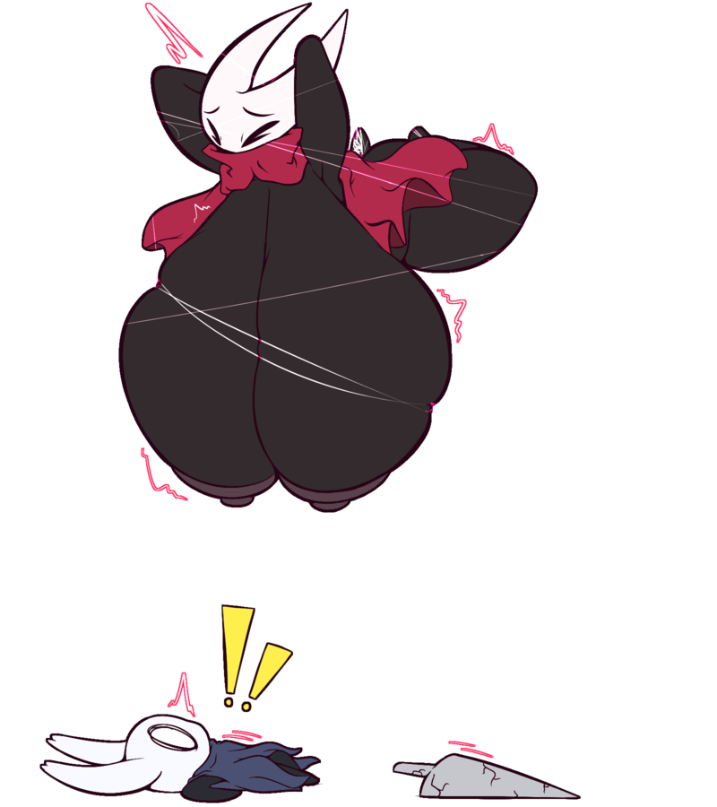 big_breasts breast_focus breasts duo female huge_breasts male male/female stuck lightningfire12 hollow_knight team_cherry hornet_(hollow_knight) the_knight_(hollow_knight) arthropod humanoid vessel_(species) alpha_channel