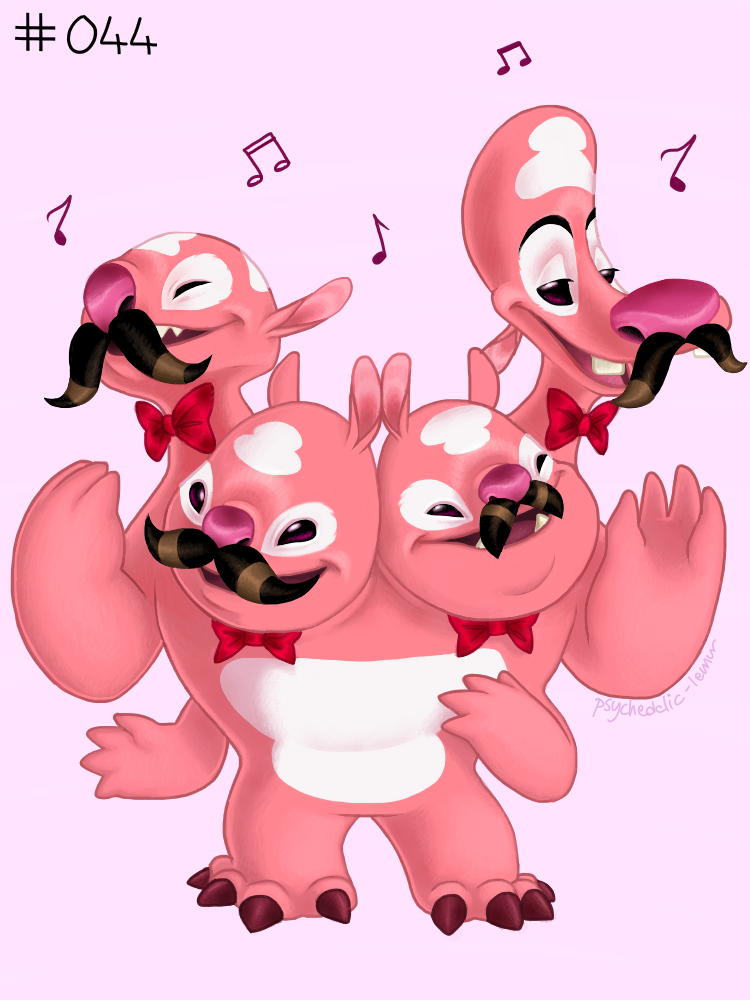 4_arms 4_fingers 4_heads 4_toes bow_tie buckteeth claws eyes_closed facial_hair facial_markings feet fingers forehead_markings half-closed_eyes head_markings male markings multi_arm multi_head multi_limb musical_note musical_symbol mustache narrowed_eyes open_mouth open_smile pink_body pink_nose purple_background purple_claws simple_background smile solo symbol teeth toe_claws toes white_markings psychedelic-lemur disney lilo_and_stitch forehead_(lilo_and_stitch) alien experiment_(lilo_and_stitch) 2021 3:4 digital_media_(artwork)