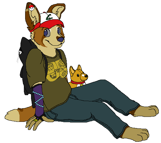 anthro armwear backpack blue_eyes blue_nose bottomwear breasts brown_body brown_fur clothed clothing ear_piercing eyebrows feet female female_anthro fur grey_sclera hindpaw humanoid_hands looking_at_viewer pants paws piercing plantigrade plushie pokeball pokeball_ear_piercing shirt simple_background sitting smile snout solo t-shirt tail tan_body tan_fur tan_inner_ear topwear transparent_background sebdoggo cowboy_bebop inuyasha nintendo pokemon trigun blue_(sebdoggo) ein_(cowboy_bebop) kuroneko_(trigun) canid canine canis domestic_dog herding_dog mammal mixed_breed pastoral_dog welsh_corgi 2013 aliasing alpha_channel digital_drawing_(artwork) digital_media_(artwork) flat_colors full-length_portrait microsoft_paint_(artwork) portrait trans_(lore) trans_man_(lore)